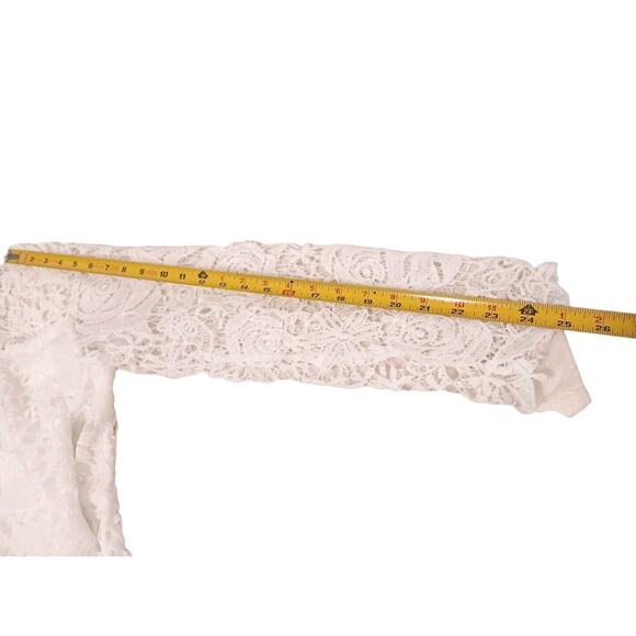 Wedding Dress Sz M Lined Simple Courthouse Elegant Rose Lace Long Sleeve Lined - Picture 16 of 16